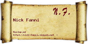 Nick Fanni névjegykártya