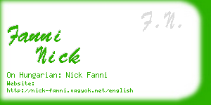 fanni nick business card